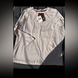 Nordstrom Kids Long Sleeve Tee - Cream with Maroon Dots